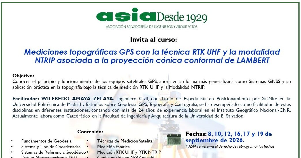 Mediciones topográficas GPS con la técnica RTK UHF y la modalidad NTRIP asociada a la proyección cónica conformal de LAMBERT