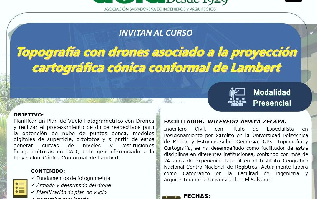 Topografía con drones asociado a la proyección cartográfica cónica conformal de Lambert